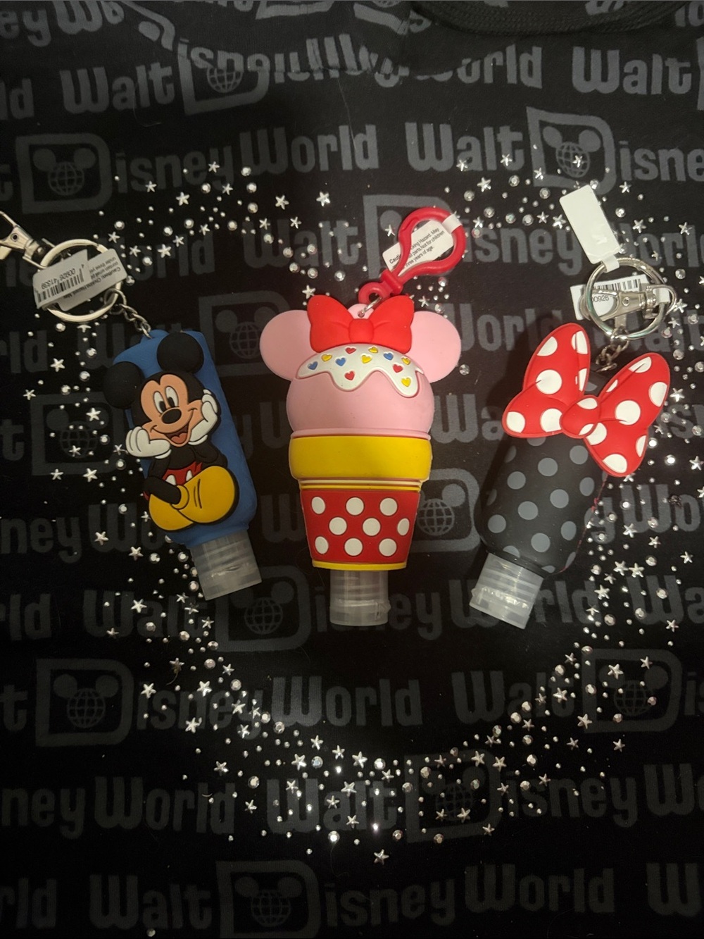 Disney Silicone Mickey & Minnie Hand Sanitizer Holders - Blue, Pink, Black, Red